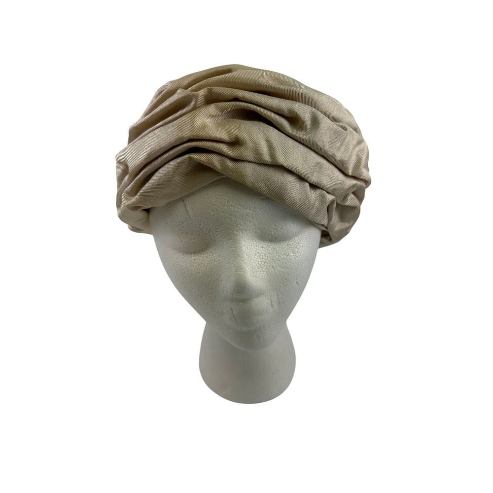 Christian Dior Chapeaux Turban Hat Champagne Gold Vintage Pleated 60s Women OS